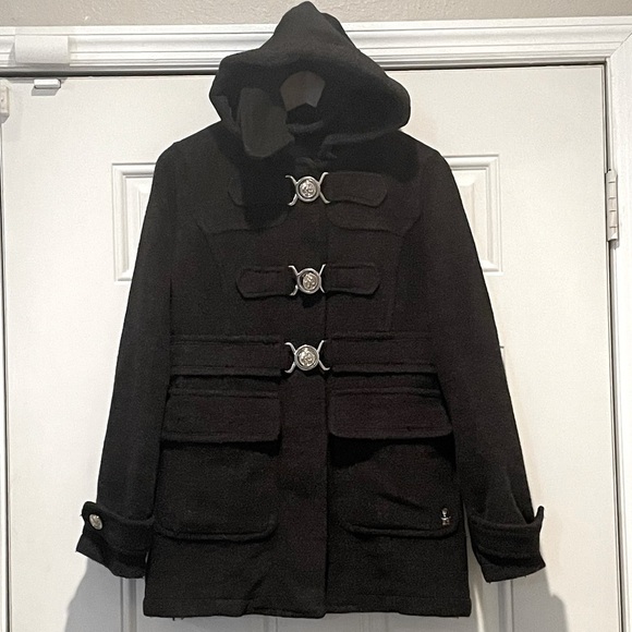 Teenie Weenie  Charcoal Gray Fleece Removable Hood Coat Size M - Picture 1 of 9